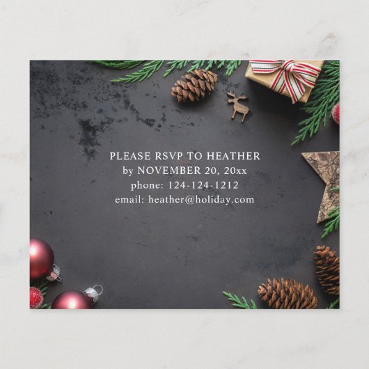 Budget Reindeer & Pine Rustic Holiday Party Flyer (Achterkant)