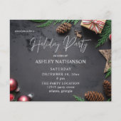 Budget Reindeer & Pine Rustic Holiday Party Flyer (Voorkant)