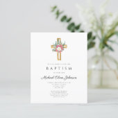 Budget Religieus Kruis Roze Bloemend Baptism (Staand voorkant)