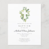 Budget Religieuze Botanische Baptisme Uitnodiging (Voorkant)