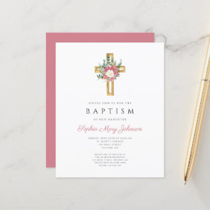 Budget Religieuze Cross-Roze Floral Girl Baptisme