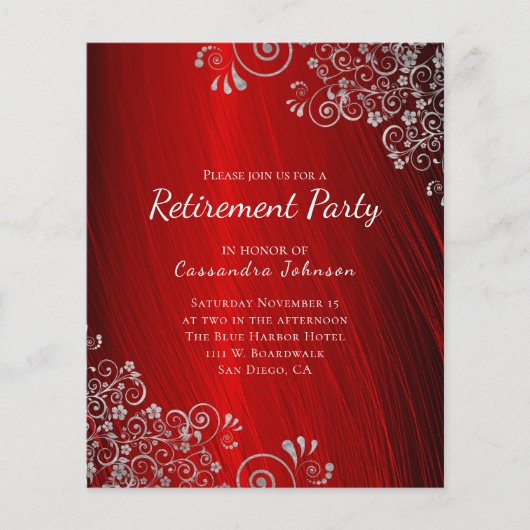 Budget Retirement Party Ruby Red Invitation (Voorkant)