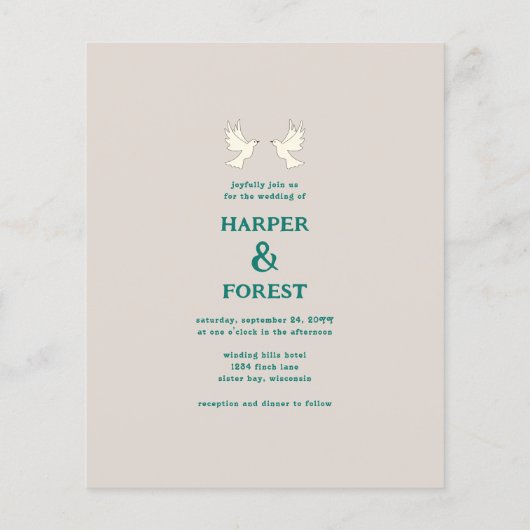 Budget Retro 70s Arch Rainbow Uitnodiging (Achterkant)