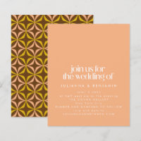 Budget Retro Aesthetic Chic Peach Wedding Invite