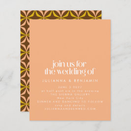 Budget Retro Aesthetic Chic Peach Wedding Invite