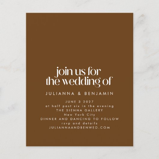 Budget Retro Aesthetic Trendy Brown Wedding Invite (Voorkant)