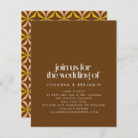 Budget Retro Aesthetic Trendy Brown Wedding Invite