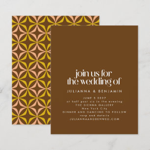 Budget Retro Aesthetic Trendy Brown Wedding Invite