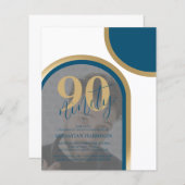 Budget Retro Blauw En Goud Foto Verjaardag (Voorkant / Achterkant)