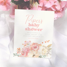 Budget Retro Bloem Meisje Baby Shower Uitnodiging