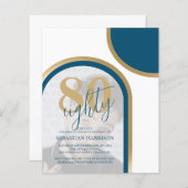 Budget Retro Blue en Gold Photo Birthday (Voorkant / Achterkant)