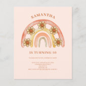 Budget Retro Boho Regenboog 10e Verjaardag Uitnodi (Voorkant)