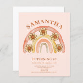Budget Retro Boho Regenboog 10e Verjaardag Uitnodi (Voorkant / Achterkant)