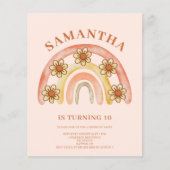 Budget Retro Boho Regenboog 10e Verjaardag Uitnodi (Voorkant)