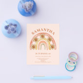 Budget Retro Boho Regenboog 10e Verjaardag Uitnodi Flyer (Enkel)