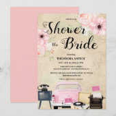 Budget Retro Bruiloftsshower Uitnodiging (Voorkant / Achterkant)