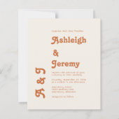 Budget Retro Burnt Oranje Minimal Wedding Invite (Voorkant)