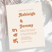 Budget Retro Burnt Oranje Minimal Wedding Invite