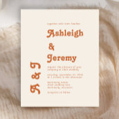 Budget Retro Burnt Oranje Minimal Wedding Invite