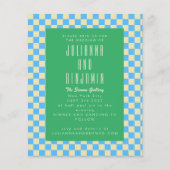 Budget Retro Checkerboard Blue Green Wedding (Voorkant)