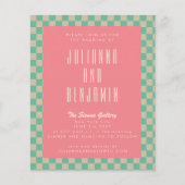 Budget Retro Checkerboard Mint Pink Weddenschap (Voorkant)