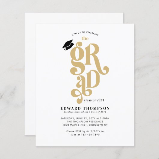 Budget Retro Class of 2023 GRAD Graduation Party (Voorkant / Achterkant)