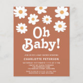 Budget Retro Daisy Baby shower Invitation (Voorkant)