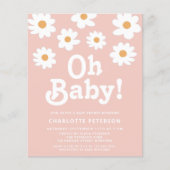 Budget Retro Daisy Roze Baby shower Invitation (Voorkant)