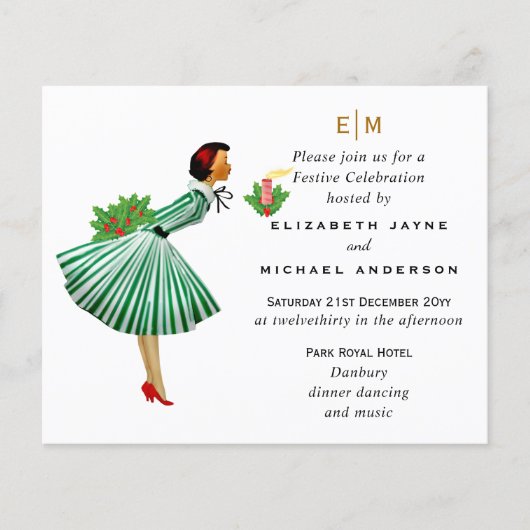 Budget Retro  Fun-kerstevenement Uitnodigen (Voorkant)