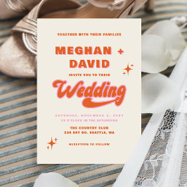 Budget Retro Groovy 70s Cute Wedding Invitations