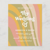 Budget Retro Groovy 70s Roze Groen Bruiloft Uitnod (Voorkant)