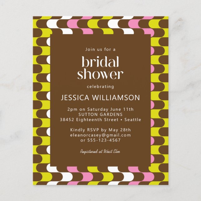 Budget Retro Groovy Limoen roze bruin Vrijgezellen (Voorkant)