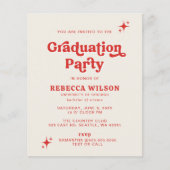 Budget Retro Groovy Red 70s Graduation Party Foto (Voorkant)