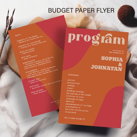 Budget retro huwelijksprogramma sjabloon