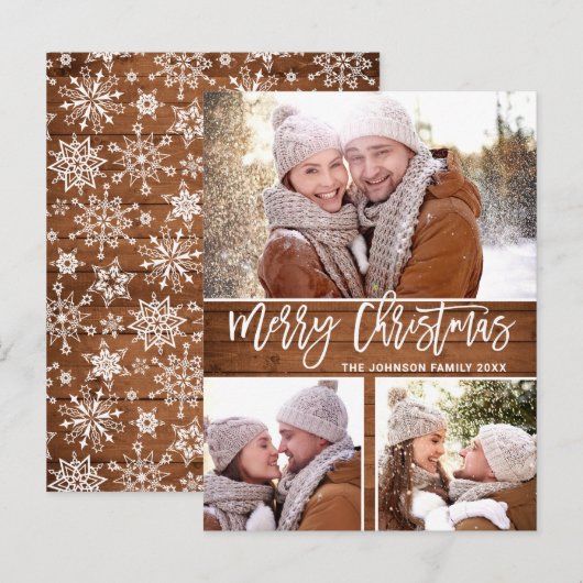 Budget Retro Kerst Rustieke FOTO Wenskaart Briefkaart (Voorkant / Achterkant)