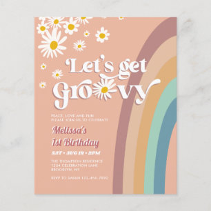 Budget Retro Laten we Groovy Daisy Rainbow Verjaar