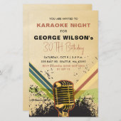Budget Retro Microphone Karaoke Party Uitnodiging (Voorkant / Achterkant)