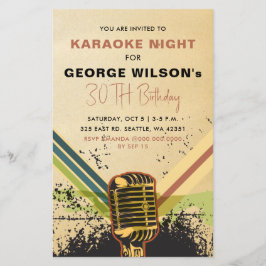 Budget Retro Microphone Karaoke Party Uitnodiging