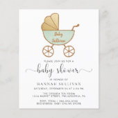 Budget Retro Mint Carriage Baby shower uitnodigen (Voorkant)