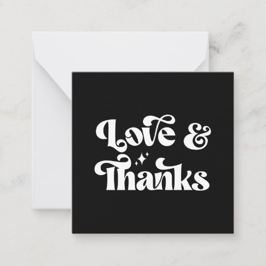 Budget Retro Moderne Liefde en Bedankt bruiloft Notitiekaartje (Voorkant)
