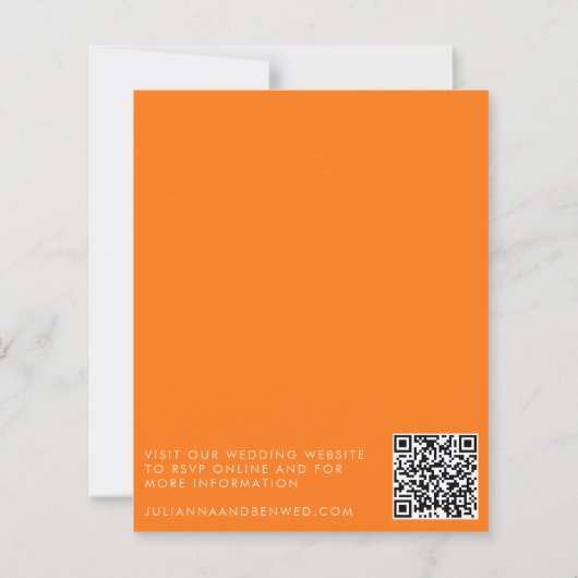 Budget Retro Orange Check Wedding QR Code Invite (Achterkant)