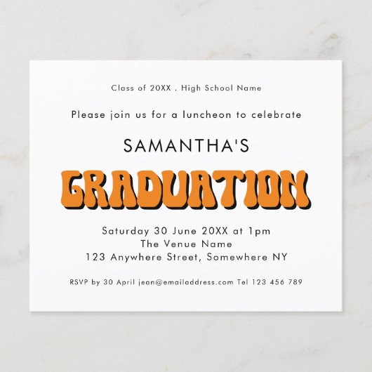 Budget Retro  Oranje Foto GraduPartij (Voorkant)