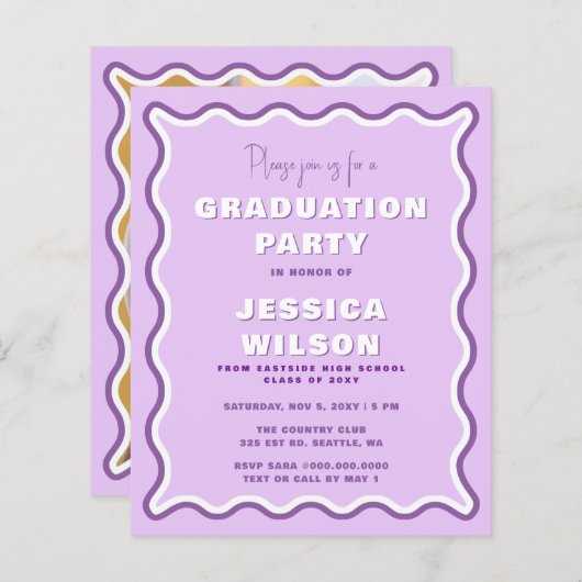 Budget Retro Paars Photo Afstuderen (Voorkant / Achterkant)