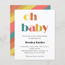 Budget Retro Rainbow OH Baby shower Invitation
