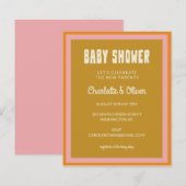 Budget Retro roze geel Baby shower Uitnodiging (Voorkant / Achterkant)