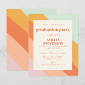 Budget Retro Stripes Graduation Party nodigt uit (Voorkant / Achterkant)