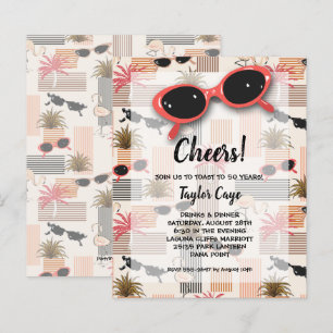 Budget Retro Sunbril 50th Birthday Invitations
