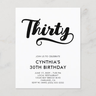 Budget Retro Swash Vet Schrift 30e Verjaardag Flyer