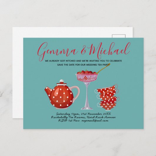 Budget Retro Thee Feest Uitnodiging Rockabilly Jar (Voorkant / Achterkant)