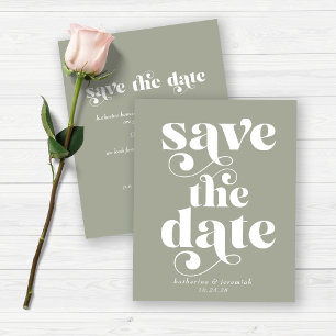 Budget Retro Typografie Salie Groen Save the Date